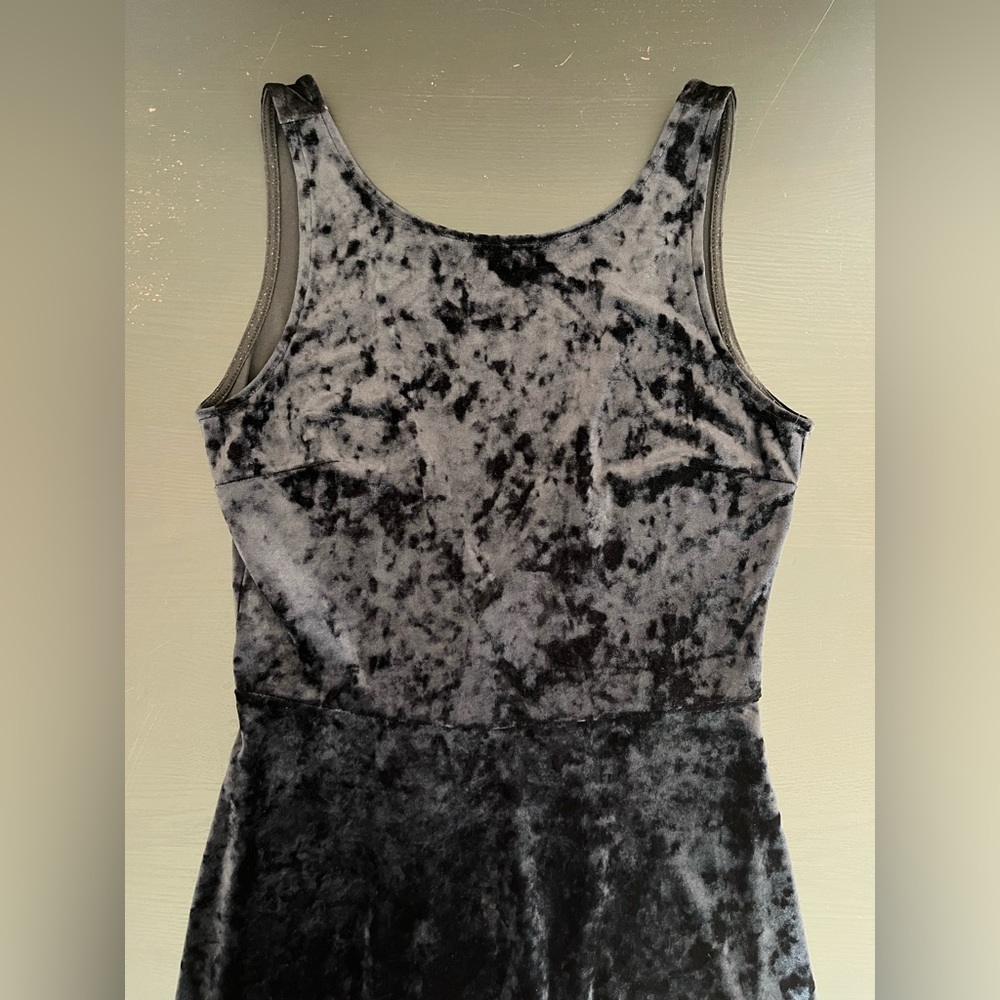 Black velvet dress with V open back